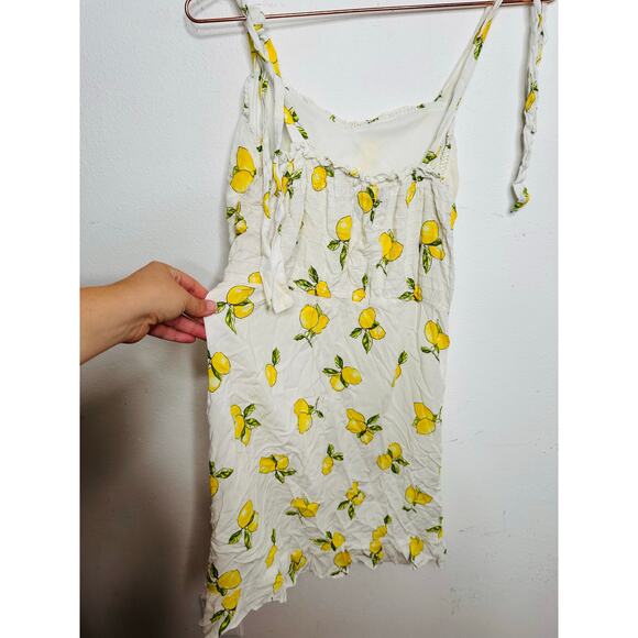 SLATE & WILLOW White Lemon Print Sweetheart Neckline Tie Shoulders Dress Small - Picture 7 of 8